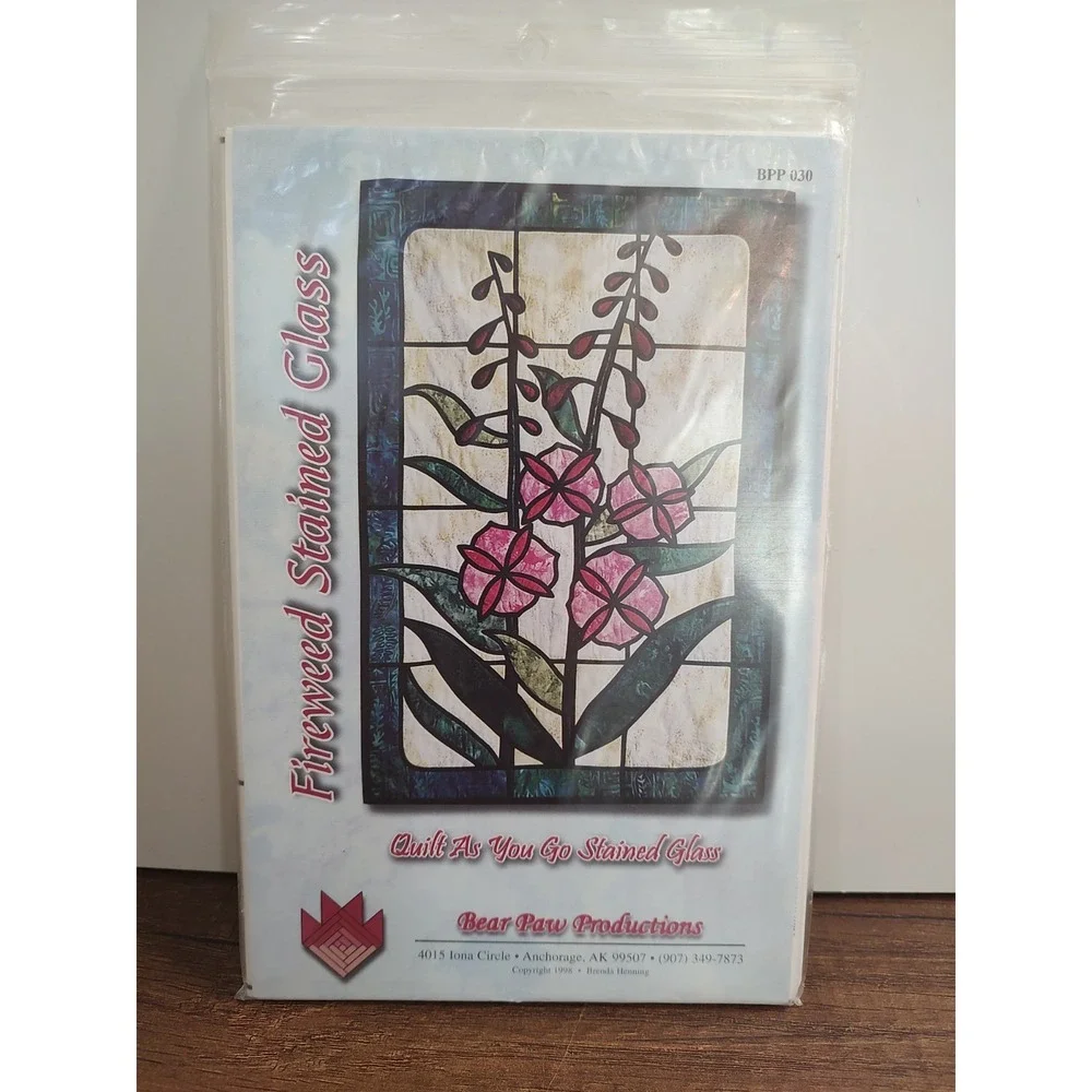 Alaska Fireweed Stained Glass Wall Quilt As You Go Pattern Bear Paw 22 x 33